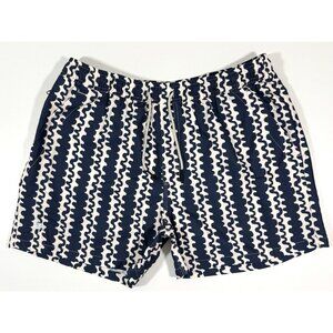 OAS Mens Blue Scribble Swim Shorts Size XL Mesh Lined Trunks Designer Sweden